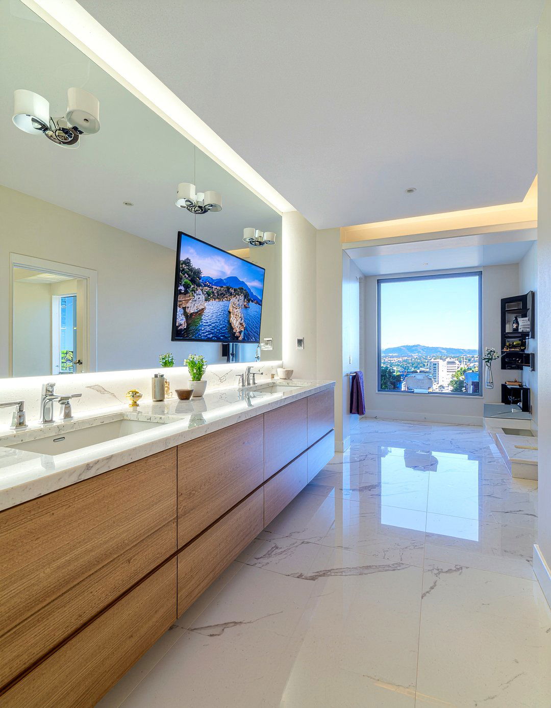 Large bathroom mirror TV - 30 bathroom mirror TV ideas