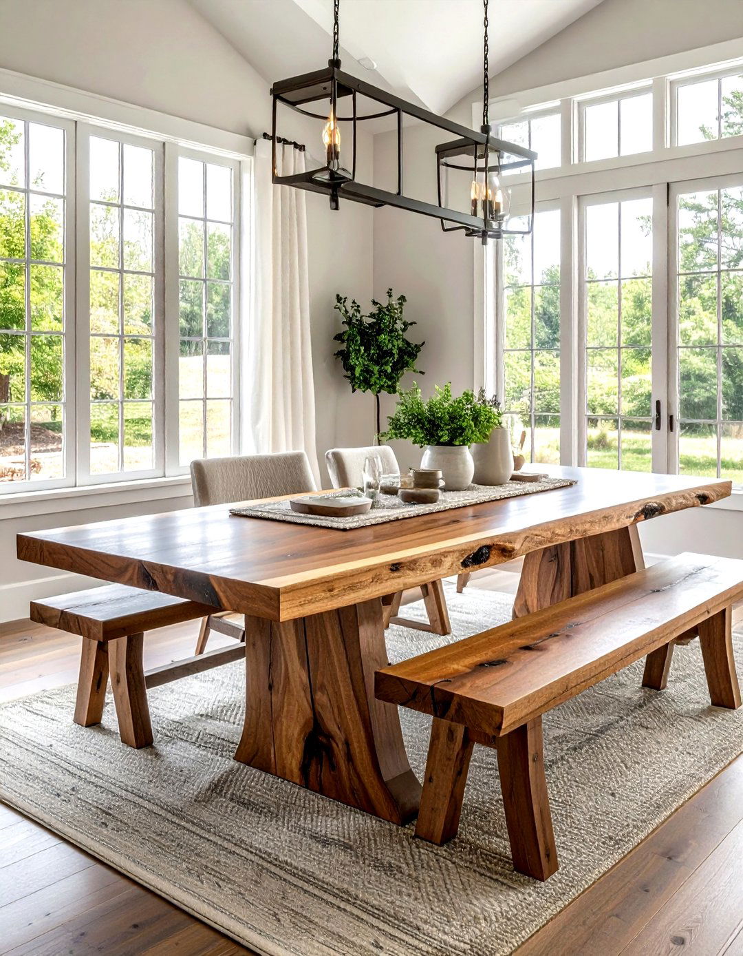 Large farmhouse slab table - 30 live edge dining table ideas