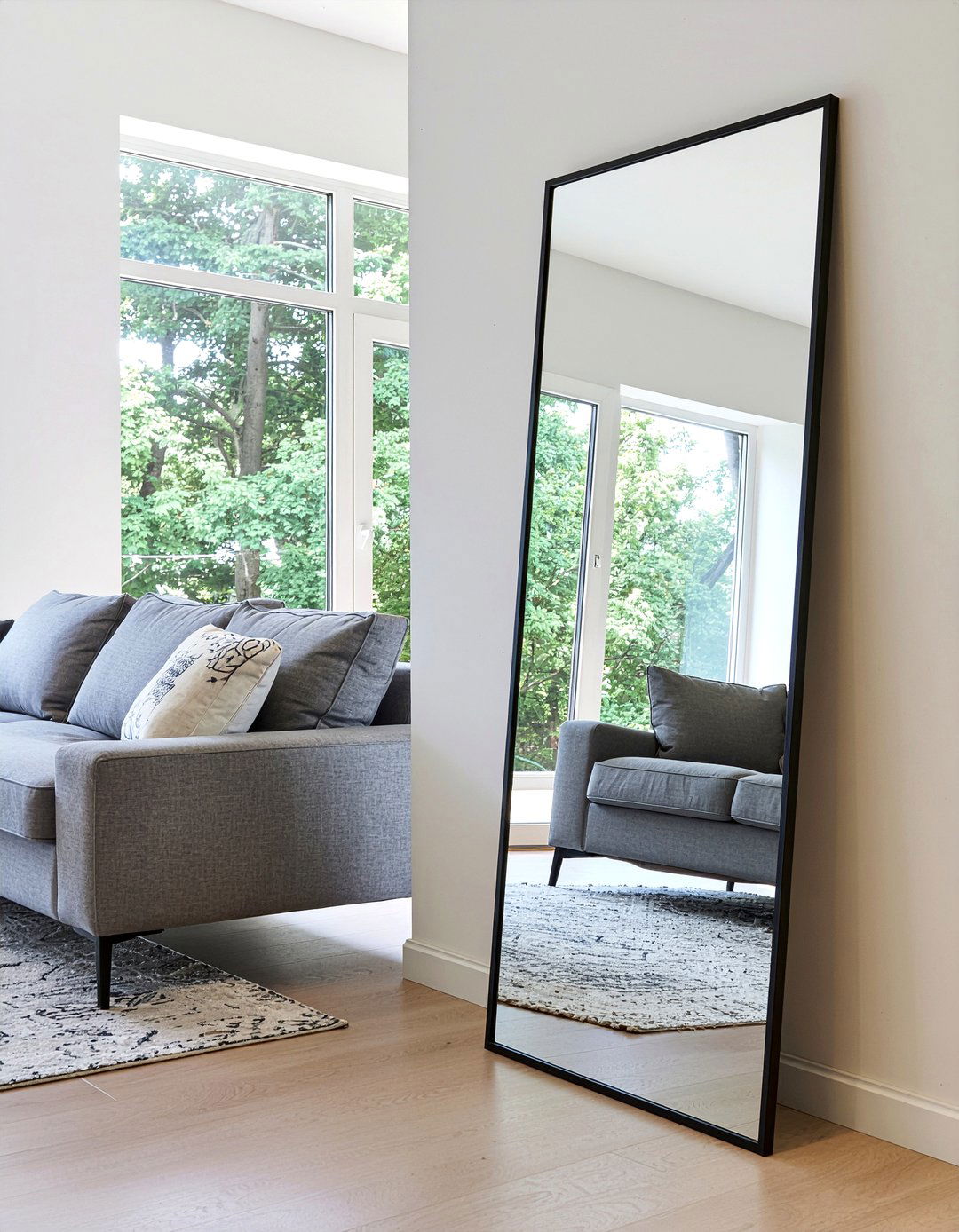 Large floor mirrors - 30 low ceiling living room ideas