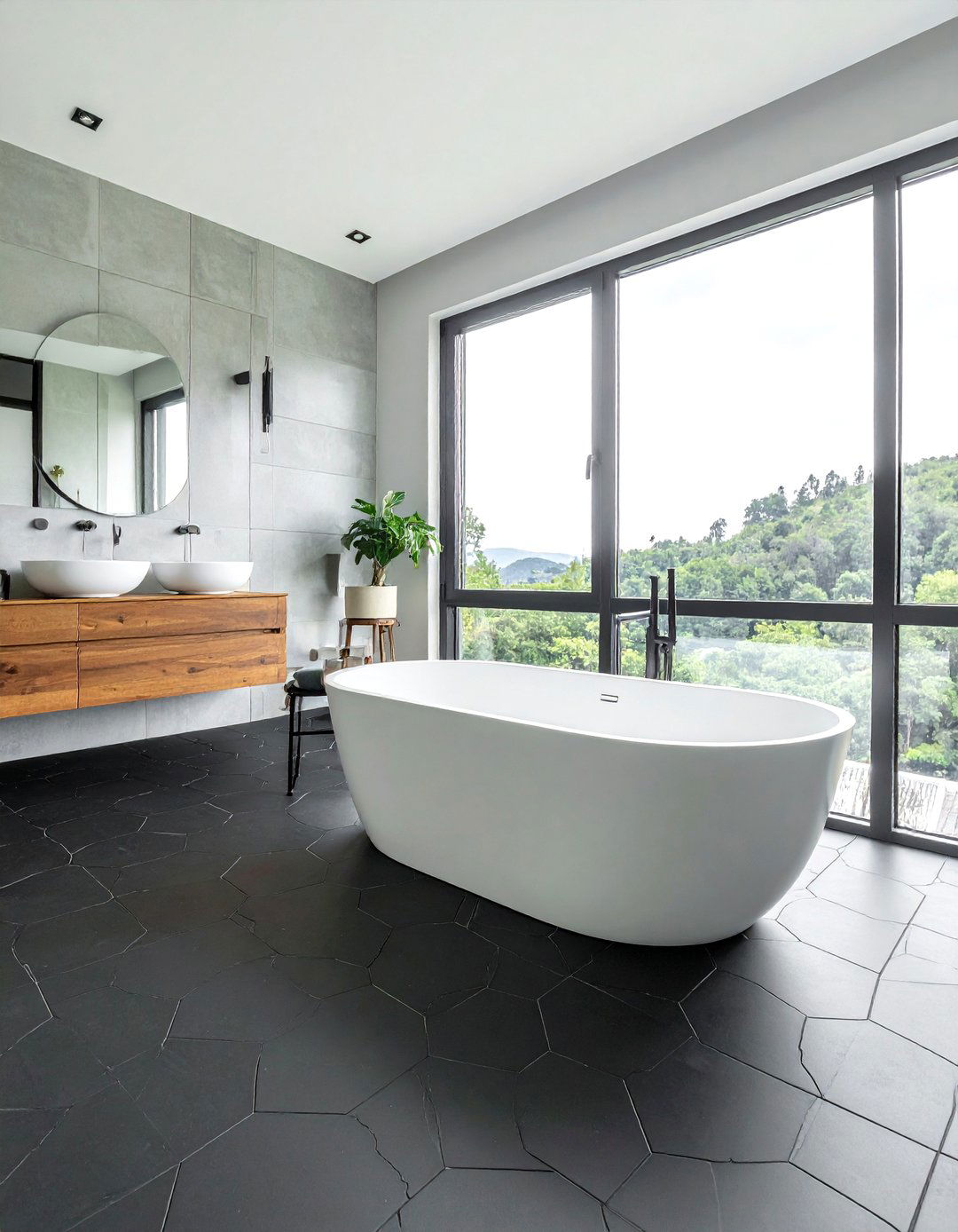 30 Black Hexagon Tile Bathroom Ideas for Geometric Style