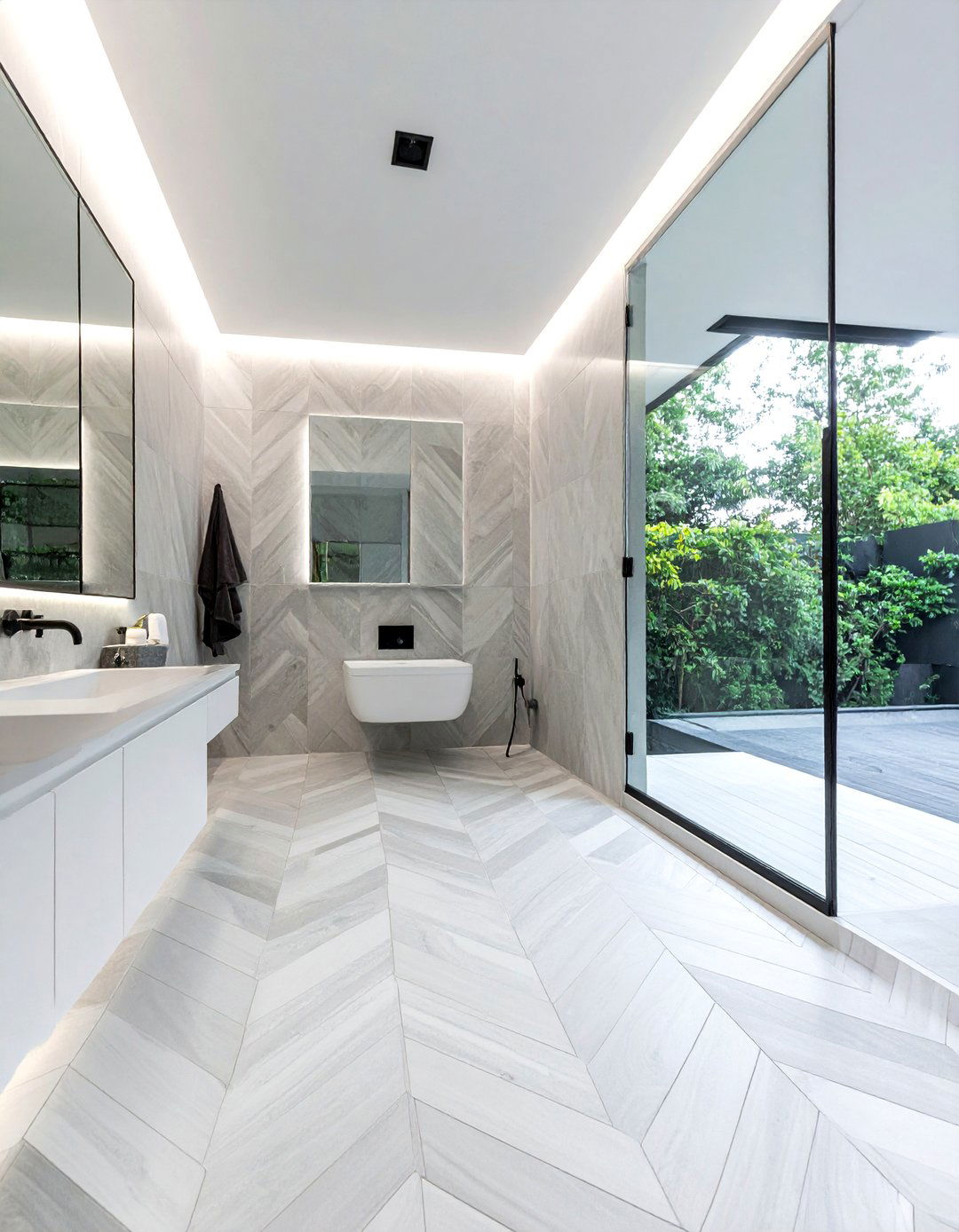 Large format chevron floor tile - 30 chevron pattern bathroom ideas
