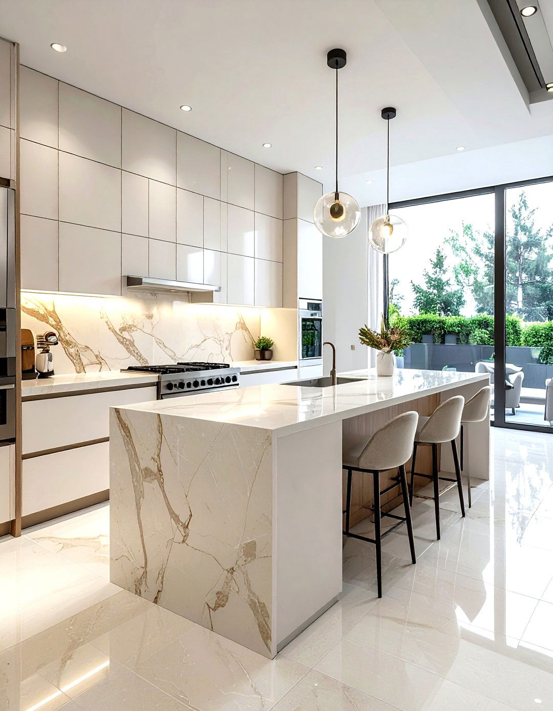 Large format limestone kitchen tile - 30 limestone floor kitchen ideas