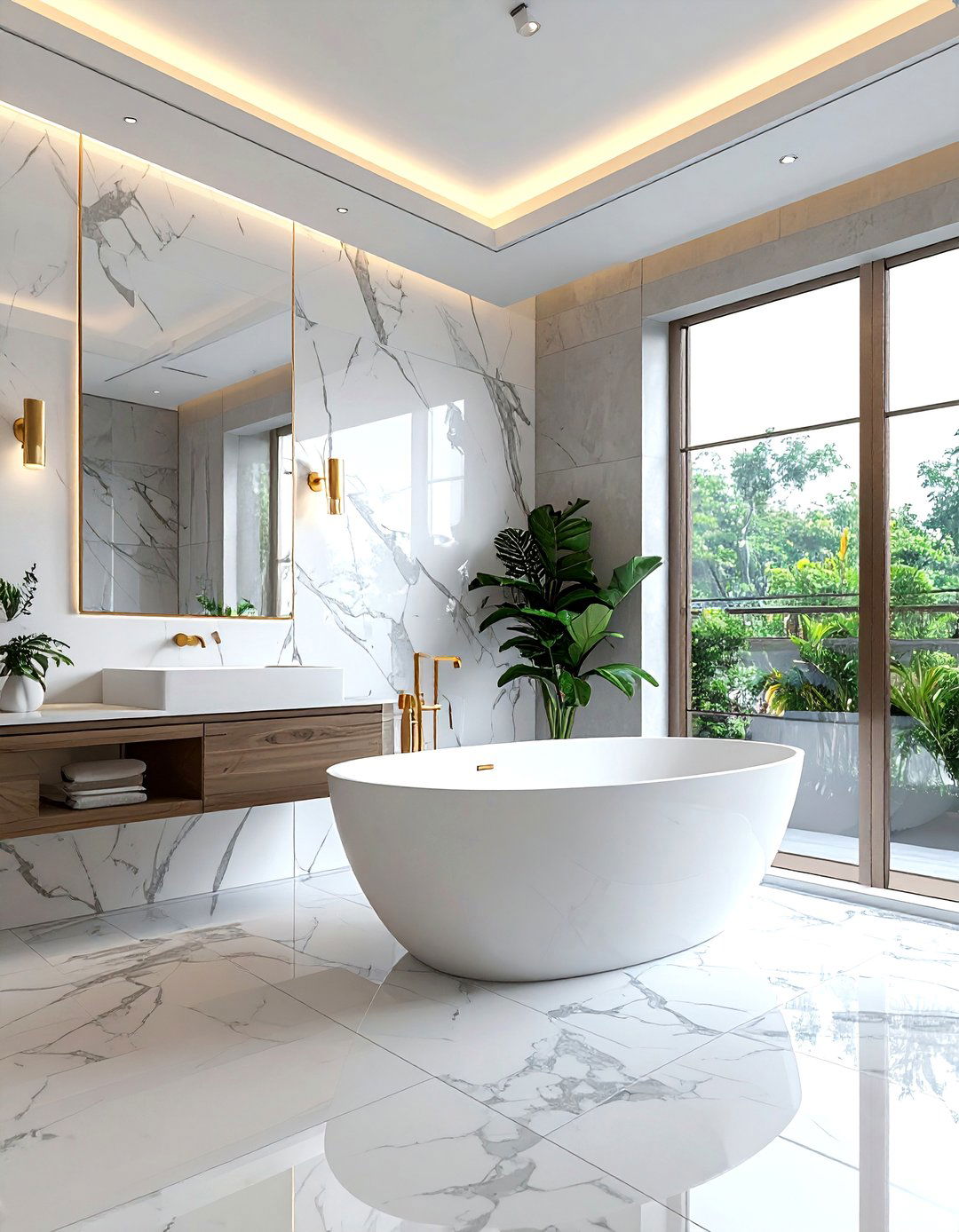 Large format marble tile bathroom - 30 oversized tile bathroom ideas