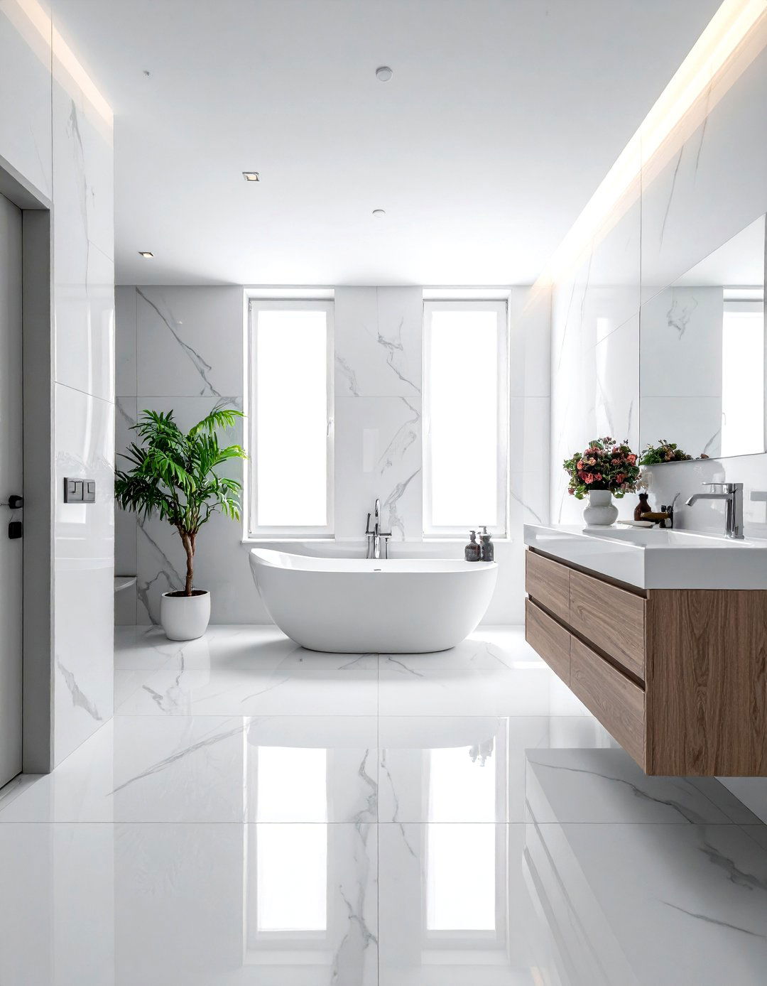 Large format marble tile bathroom - 30 ceramic tile bathroom ideas