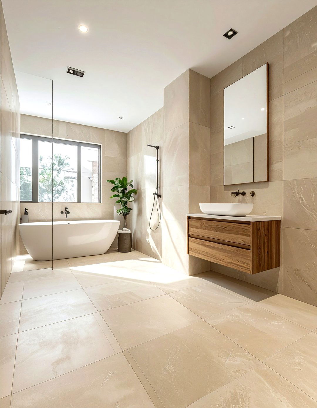 Large format porcelain tile - 30 show home bathroom ideas