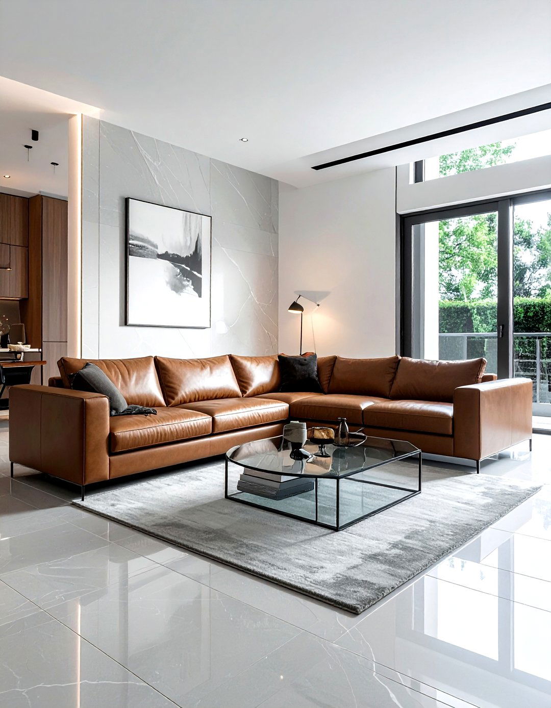 Large format porcelain tile - 30 living room tile designs