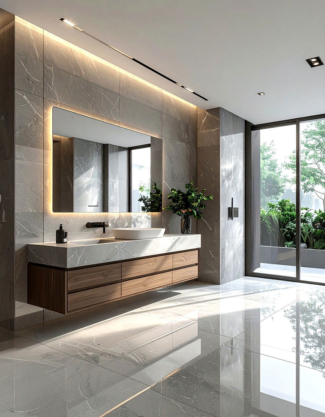 Large format stone tiles - 30 spa-like master bathroom ideas