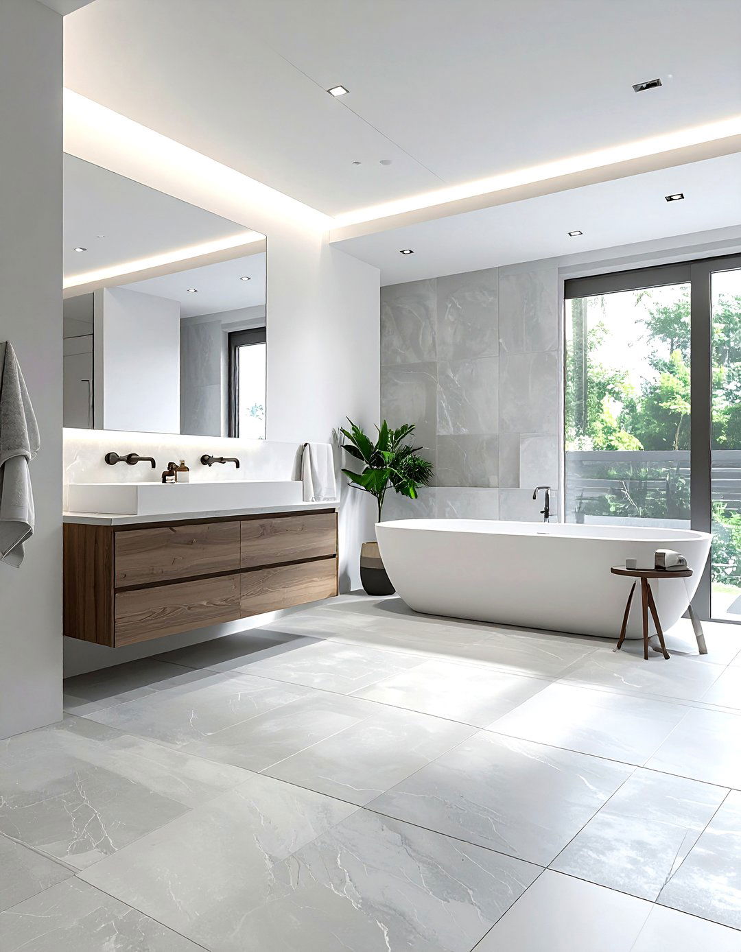 Large format textured tile - 30 non-slip bathroom floor ideas