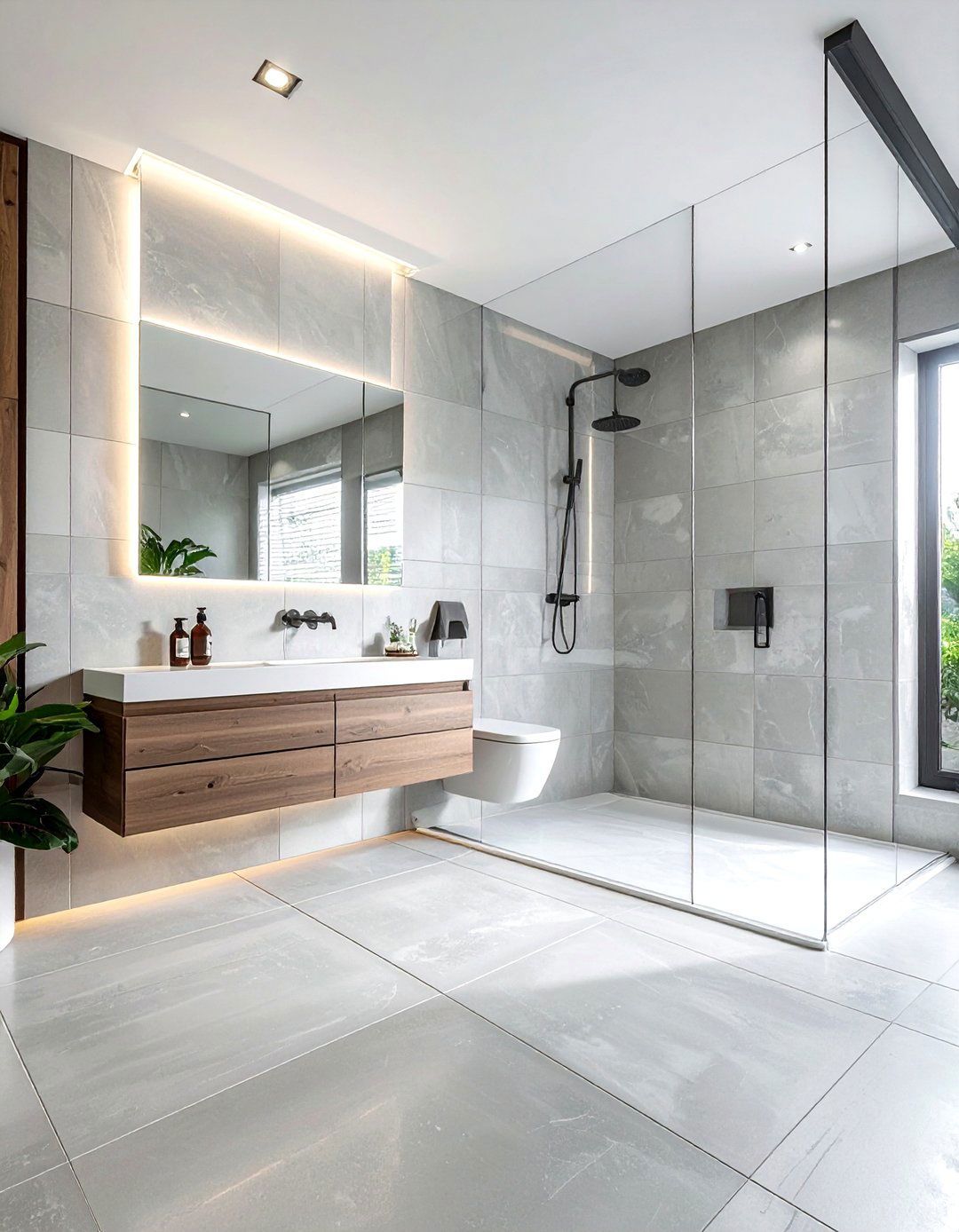 Large format tile bathroom - 30 parade of homes bathroom ideas