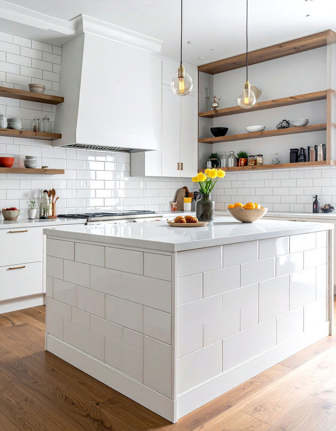 Large format white subway tile - 30 white subway tile kitchen ideas