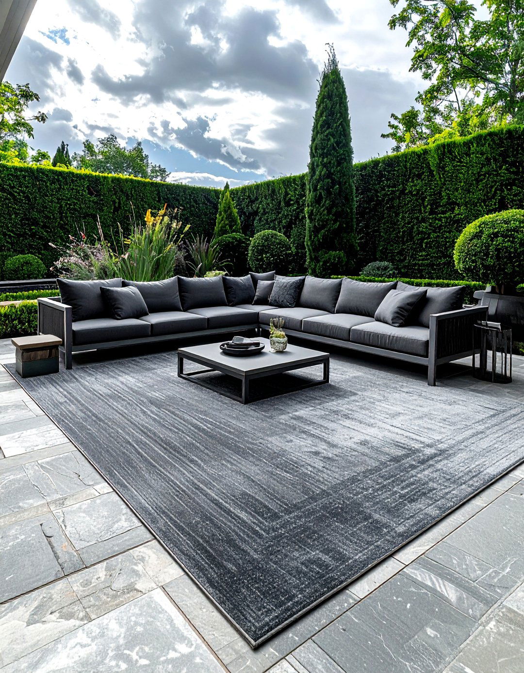 Large grey outdoor rug - 30 outdoor rug ideas
