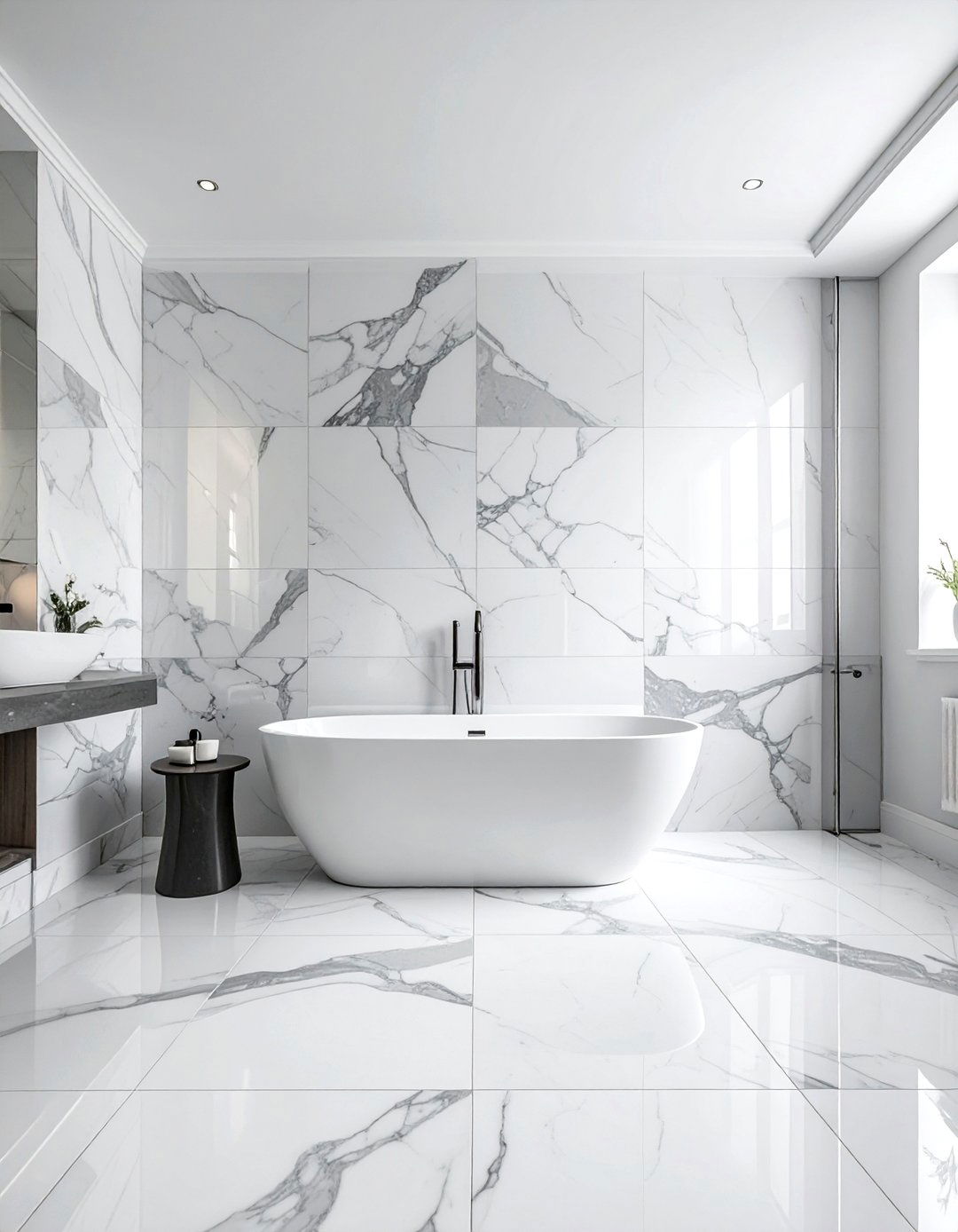 Large marble tile bathroom - 30 Waterworks bathroom ideas