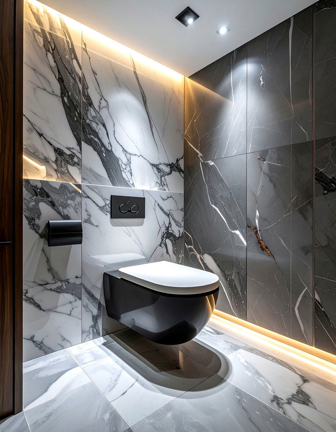 Large marble wall slab - 30 water closet ideas