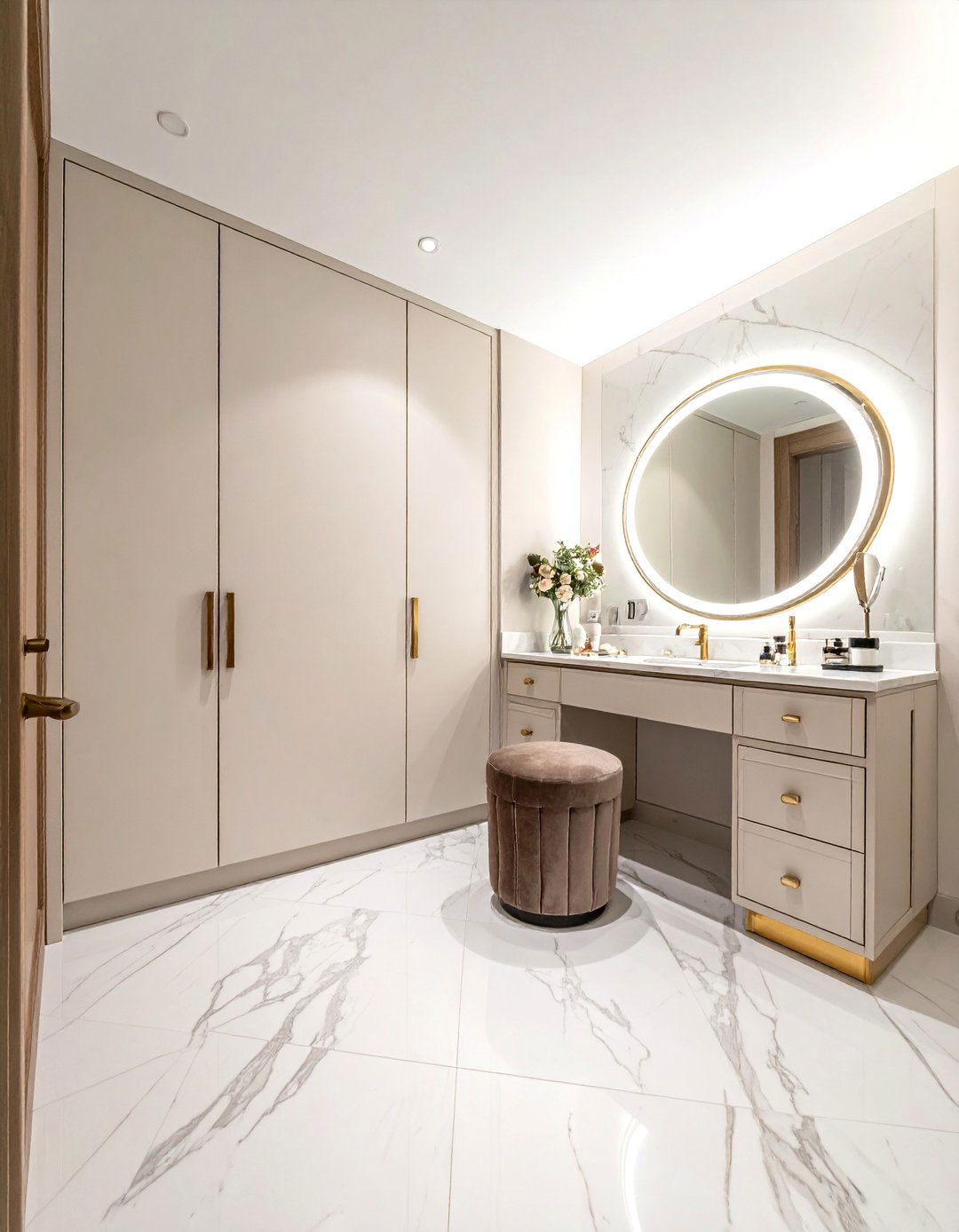 Large master bathroom with makeup vanity - 30 bathroom furniture arrangement