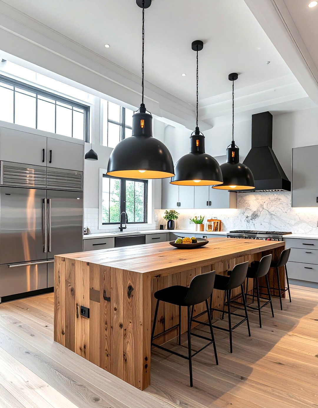 Large pendant kitchen lights - 30 urban industrial kitchen ideas