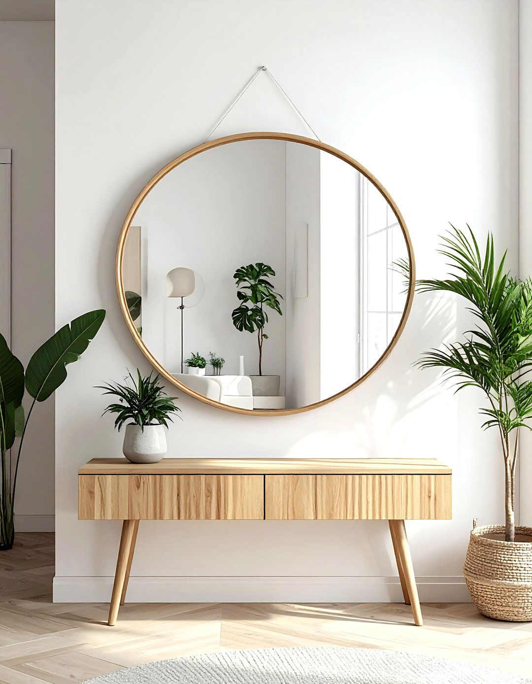 Large round mirror - 30 desert modern decor ideas