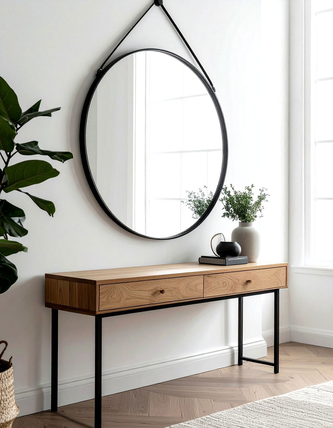 Large round mirror - 30 creative decor ideas