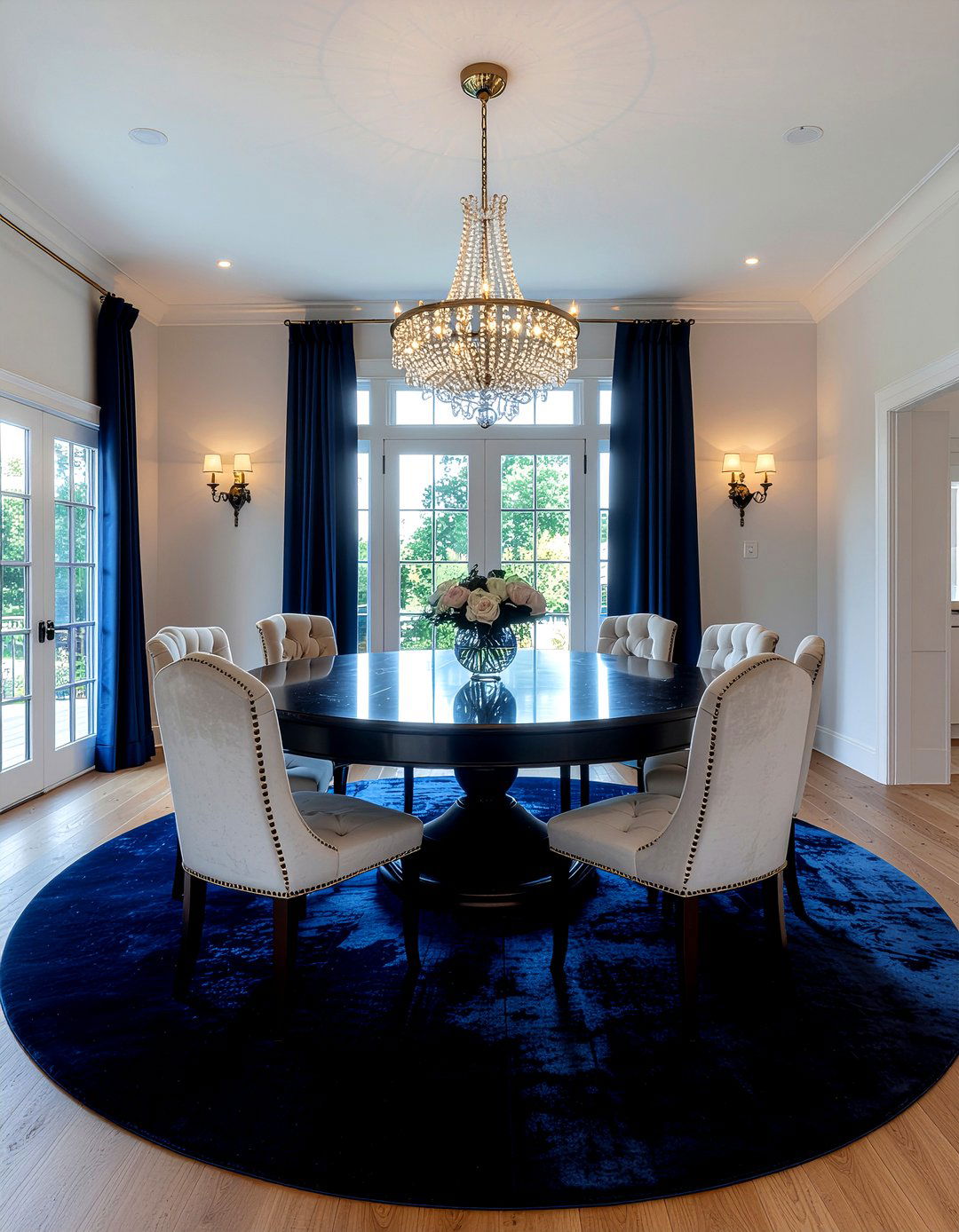 Large round rug dining room - 30 round rug dining room ideas