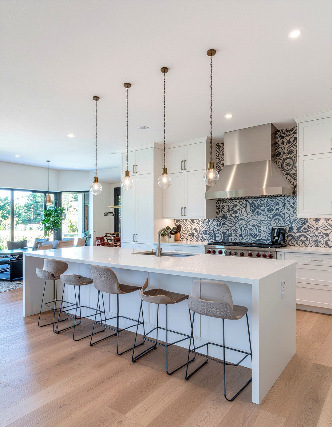 Large scale cement tile backsplash - 30 encaustic tile kitchen backsplash ideas