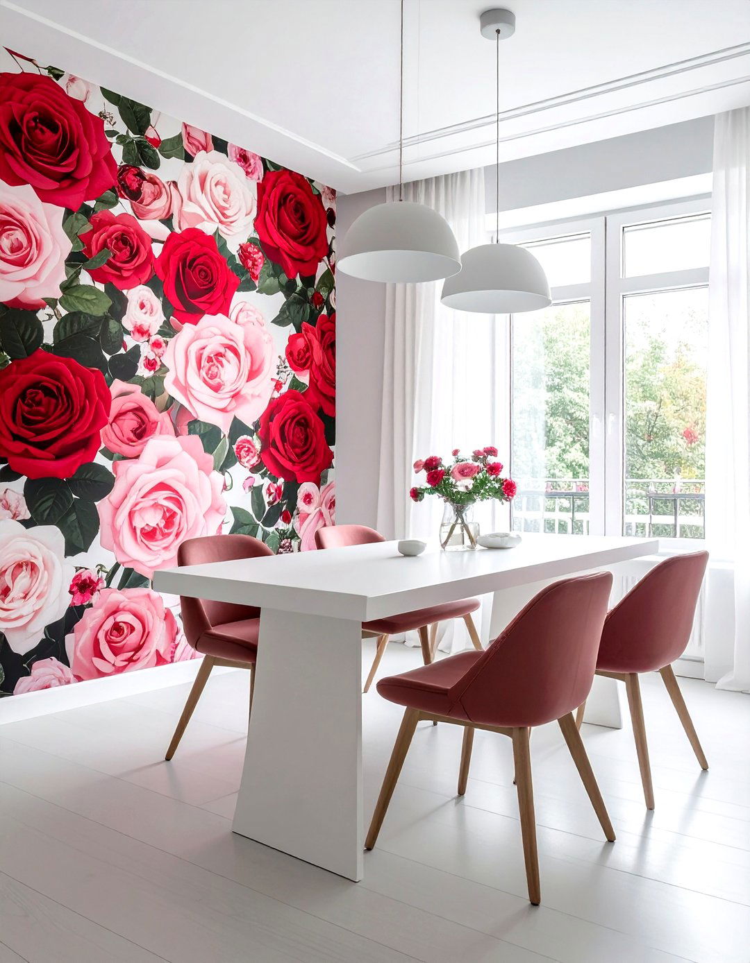 Large scale floral dining room - 30 bold wallpaper dining room ideas