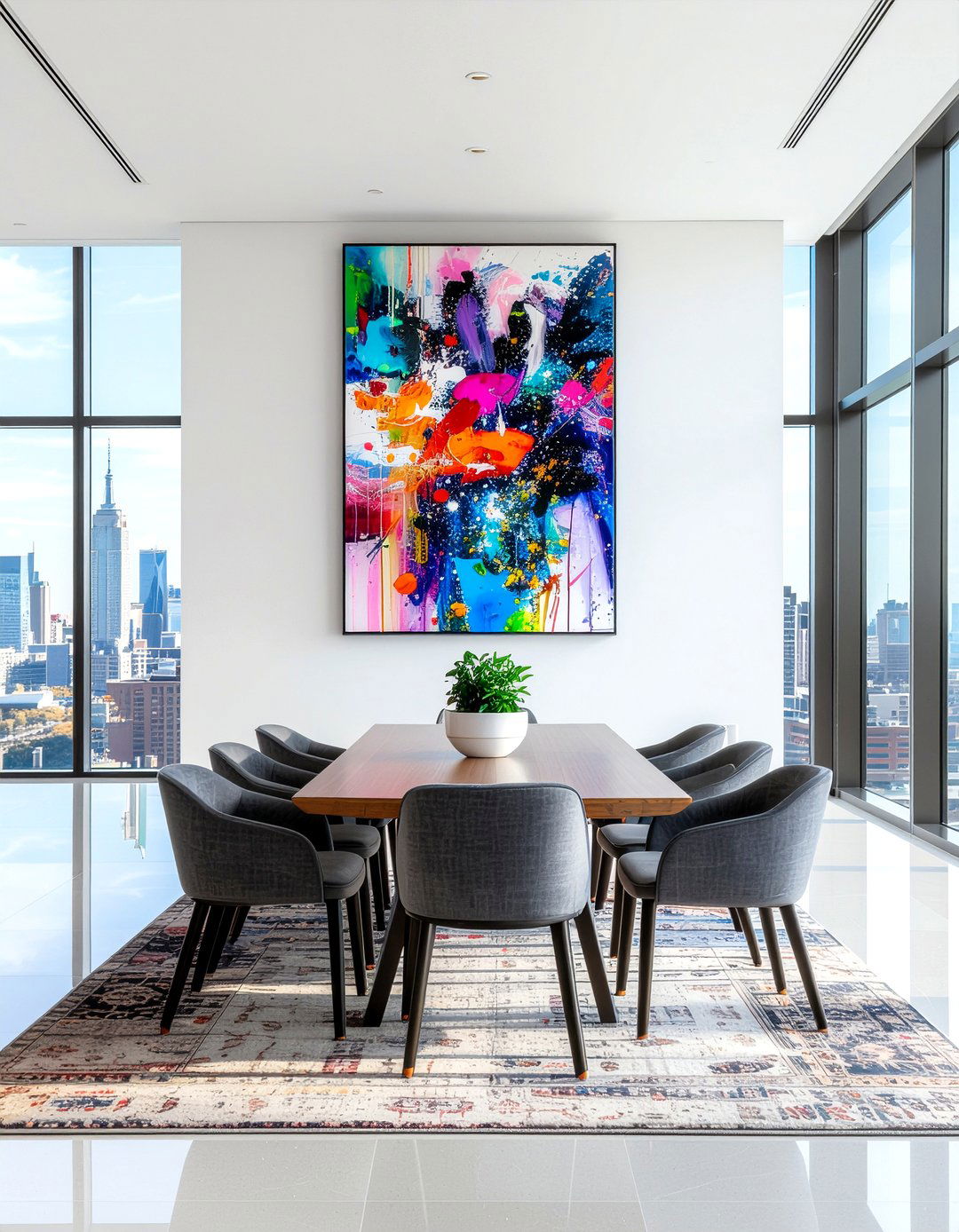 Large scale wall art dining room - 30 penthouse dining room ideas