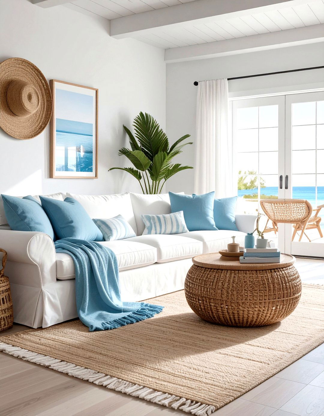 Large seagrass floor basket - 30 living room blanket storage ideas