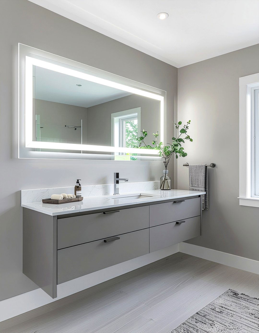 Large wall mirror - 30 bathroom maximization ideas