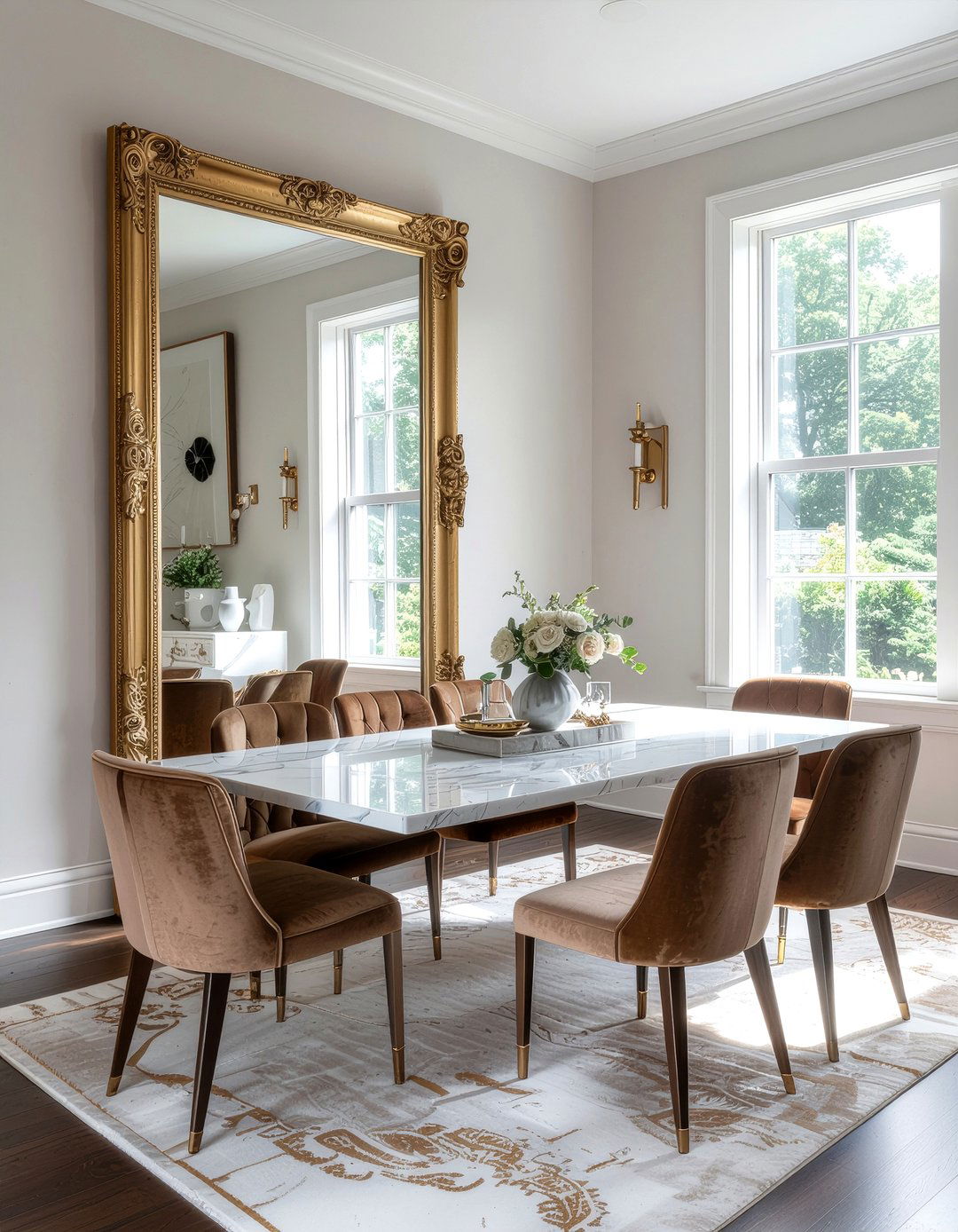 Large wall mirror - 30 dining room natural light ideas