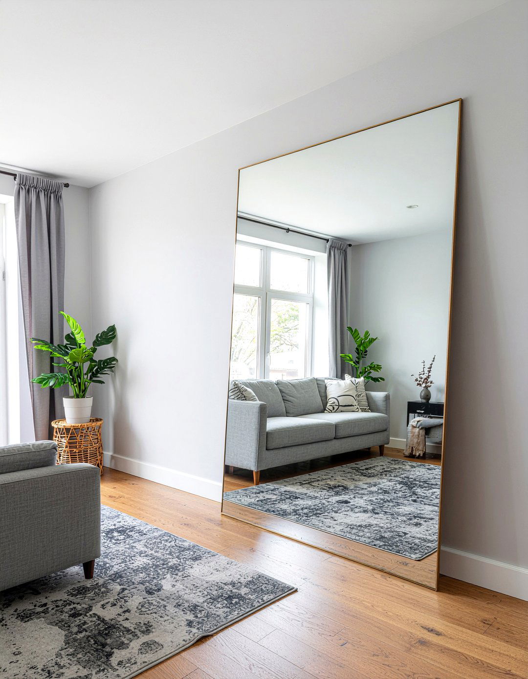 Large wall mirror - 30 warm gray living room ideas