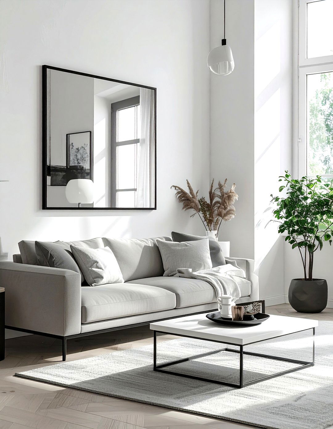 Large wall mirror living room - 30 airy living room ideas