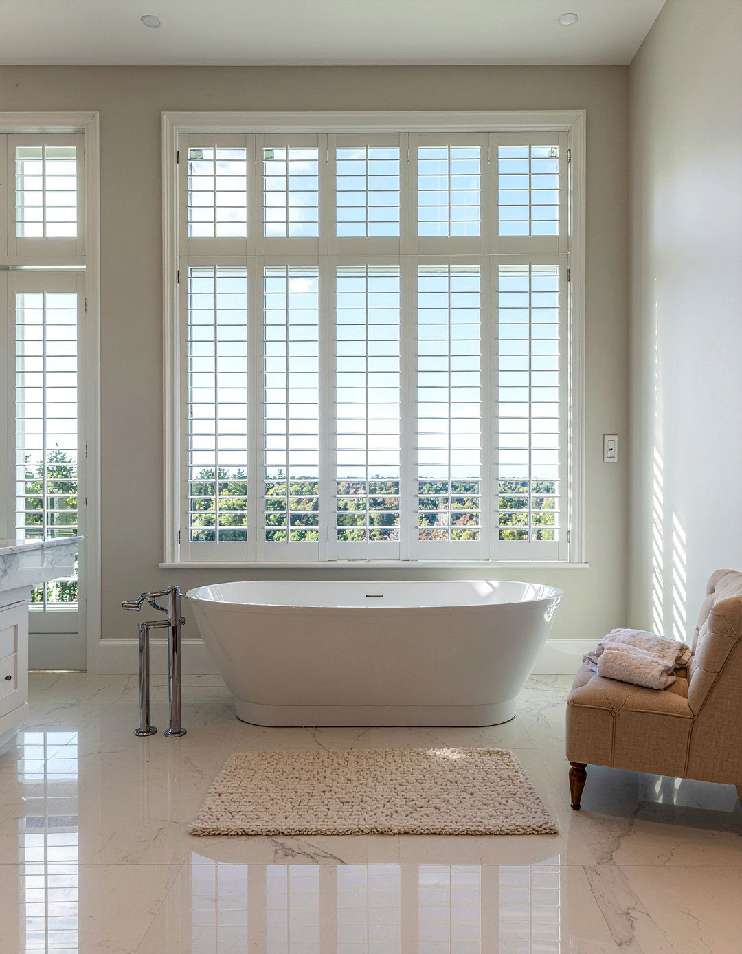 Large window shutters - 30 bathroom shutter ideas