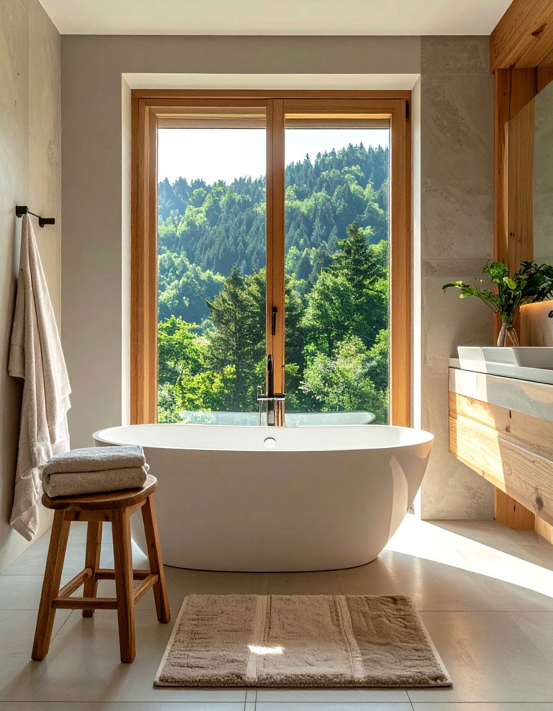Large window view - 30 bathroom wellness ideas