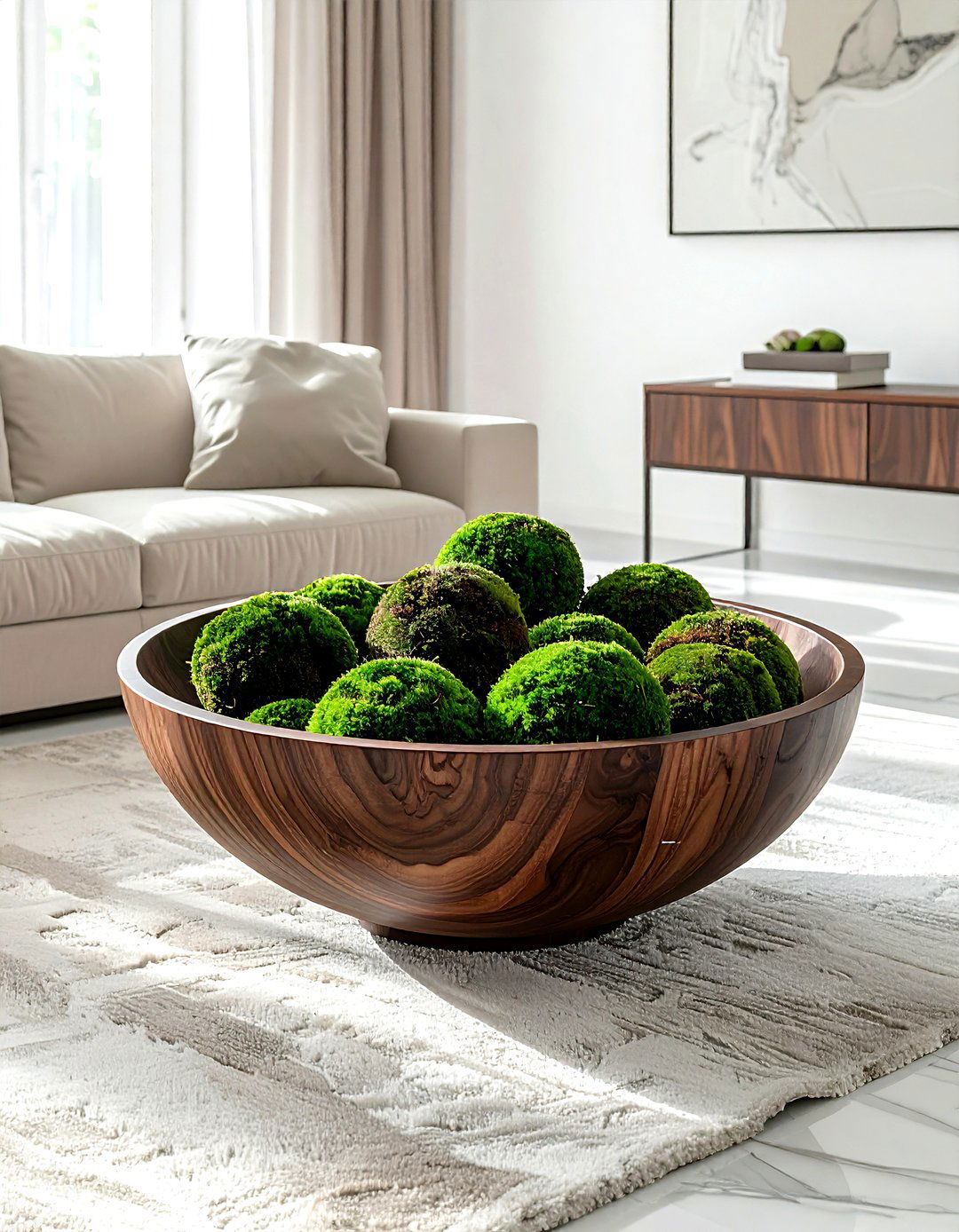 Large wooden bowl - 30 living room centerpiece ideas