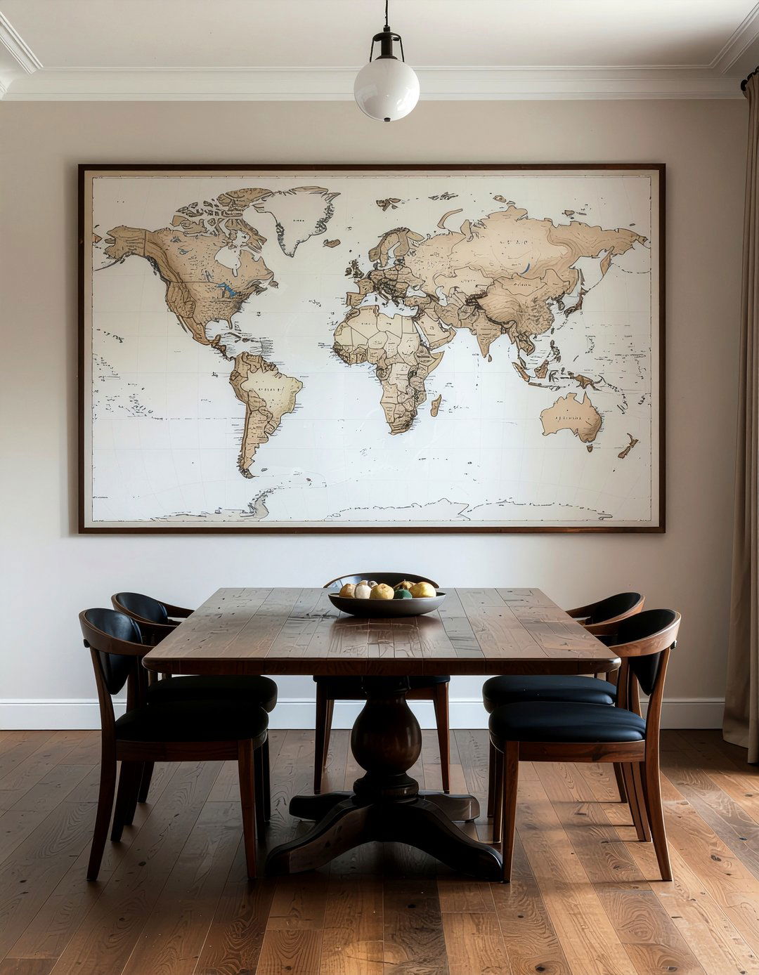 Large world map - 30 dining room wall decor ideas