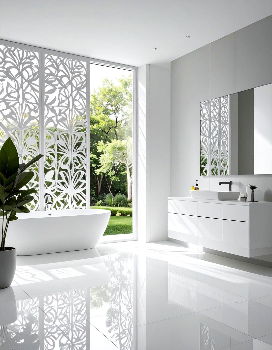 Laser Cut Screens - 30 bathroom window treatment ideas