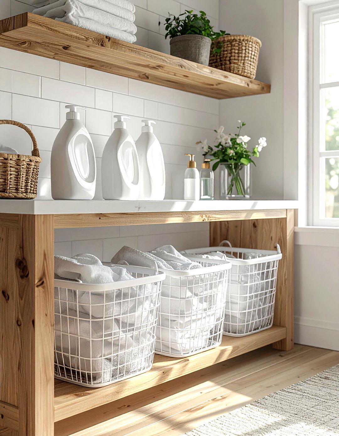 Laundry room detergent holder - 30 wire basket ideas