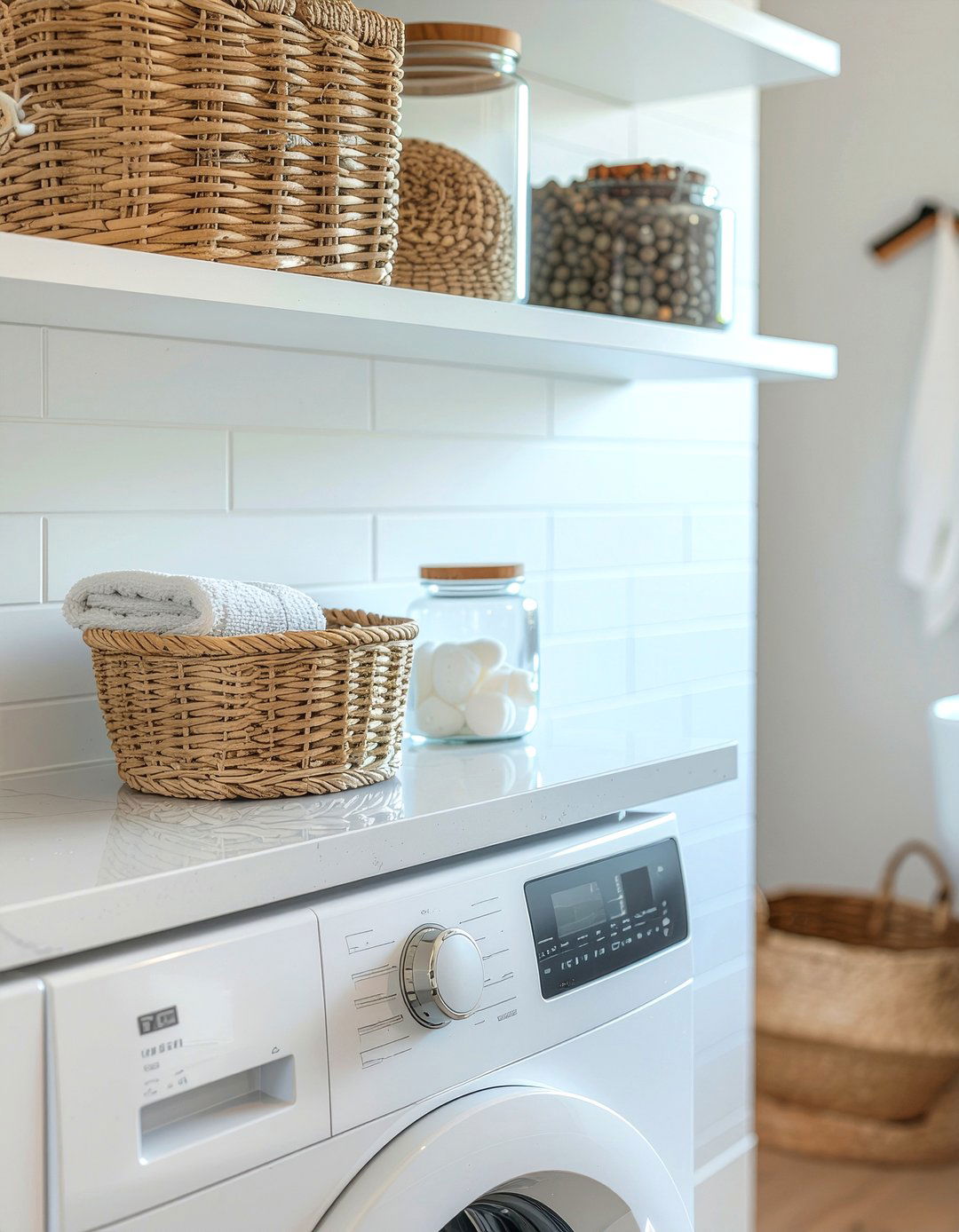 Laundry room shelf - 30 floating shelf decor ideas