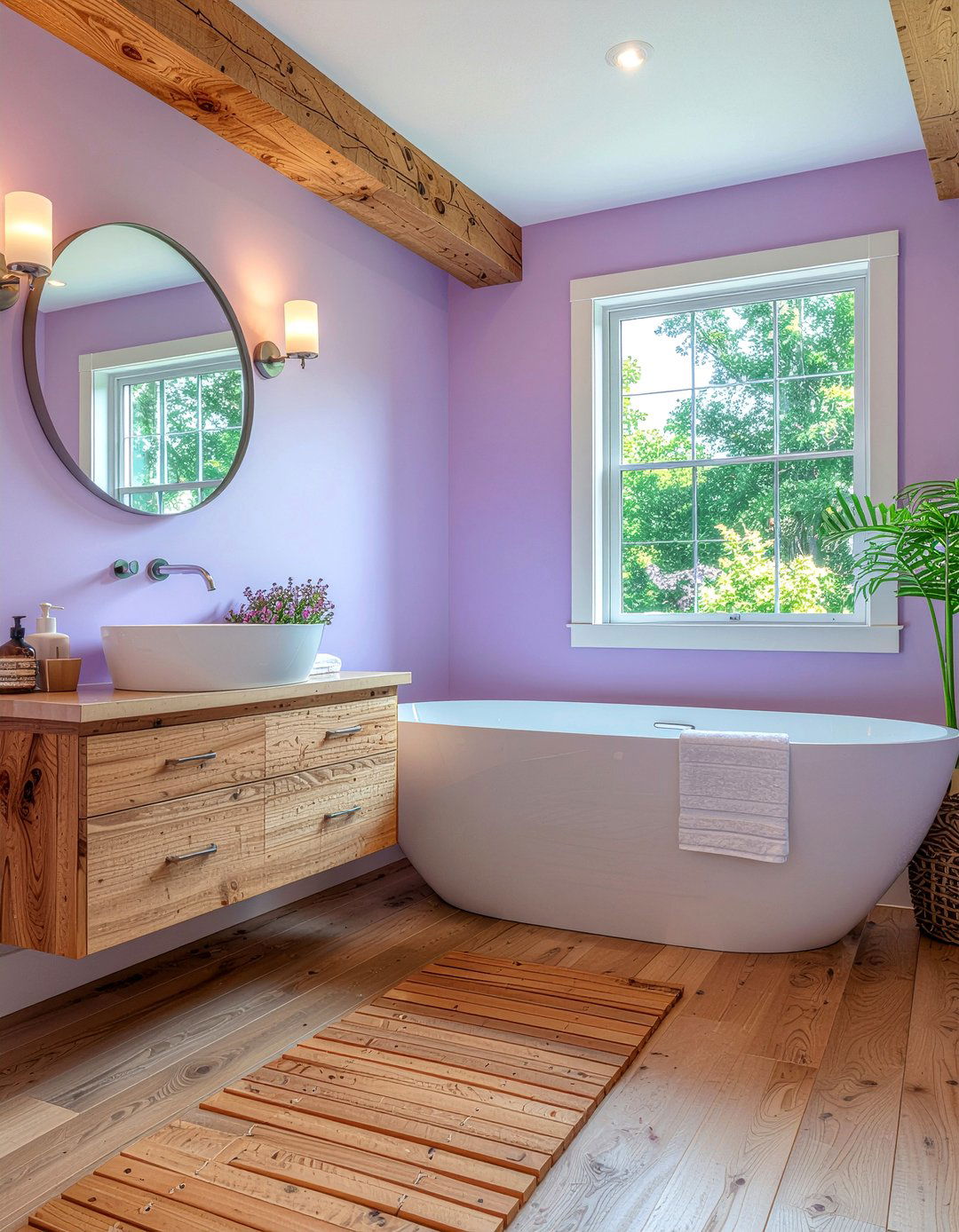 Lavender Bathroom With Wood Accents - 30 lavender bathroom ideas