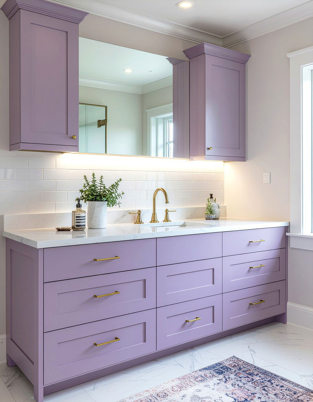 Lavender Cabinets With Brass Hardware - 30 lavender bathroom ideas