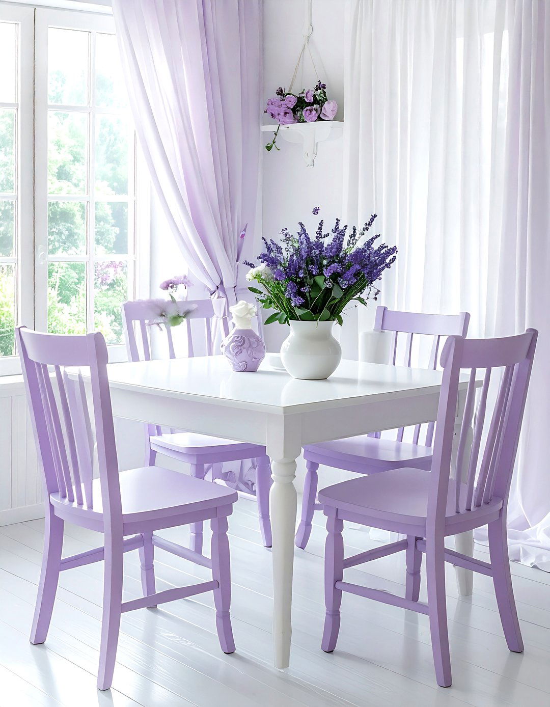 Lavender Dining Chairs - 30 painted dining room furniture ideas