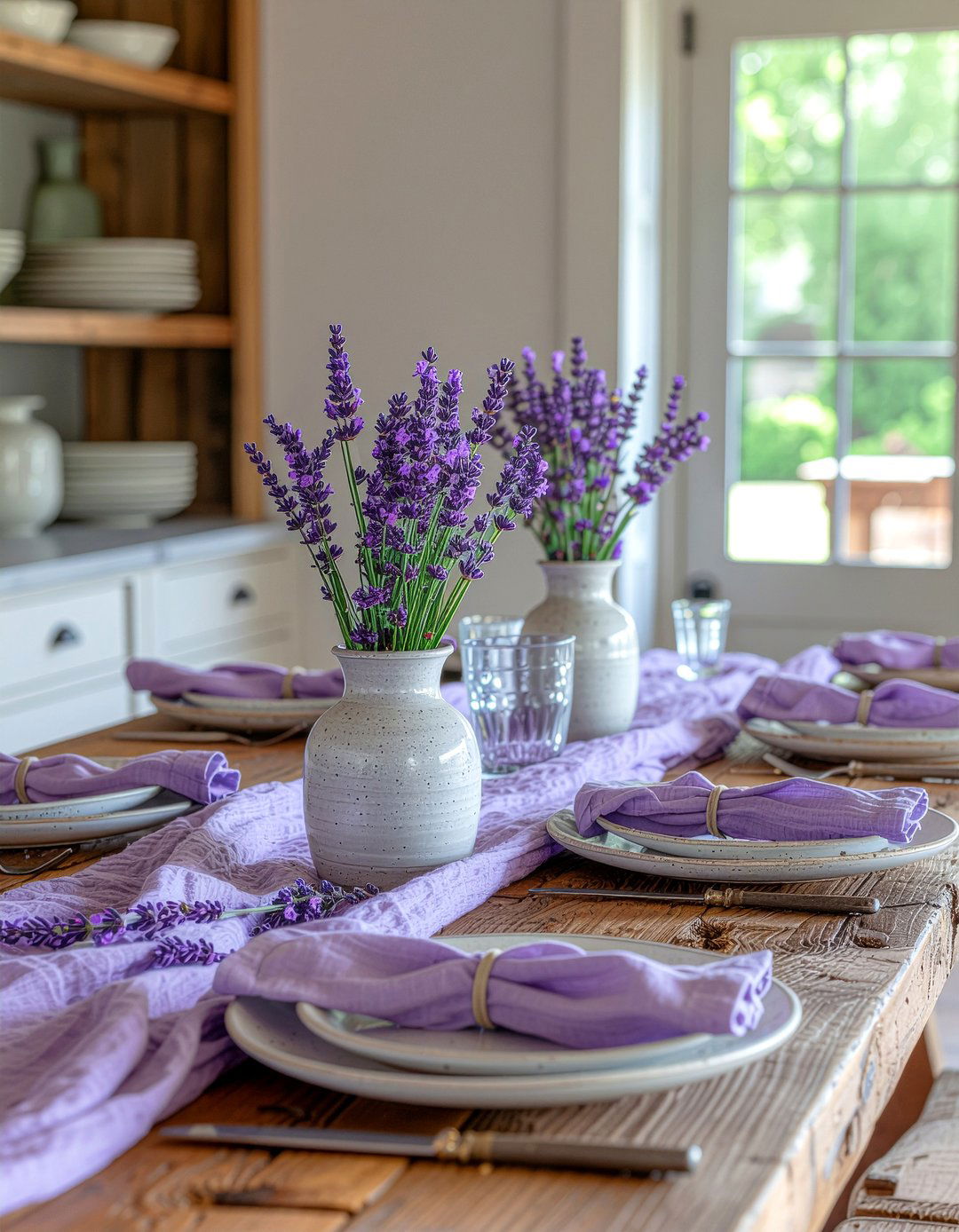Lavender Farmhouse Table Setting - 30 lavender dining room ideas