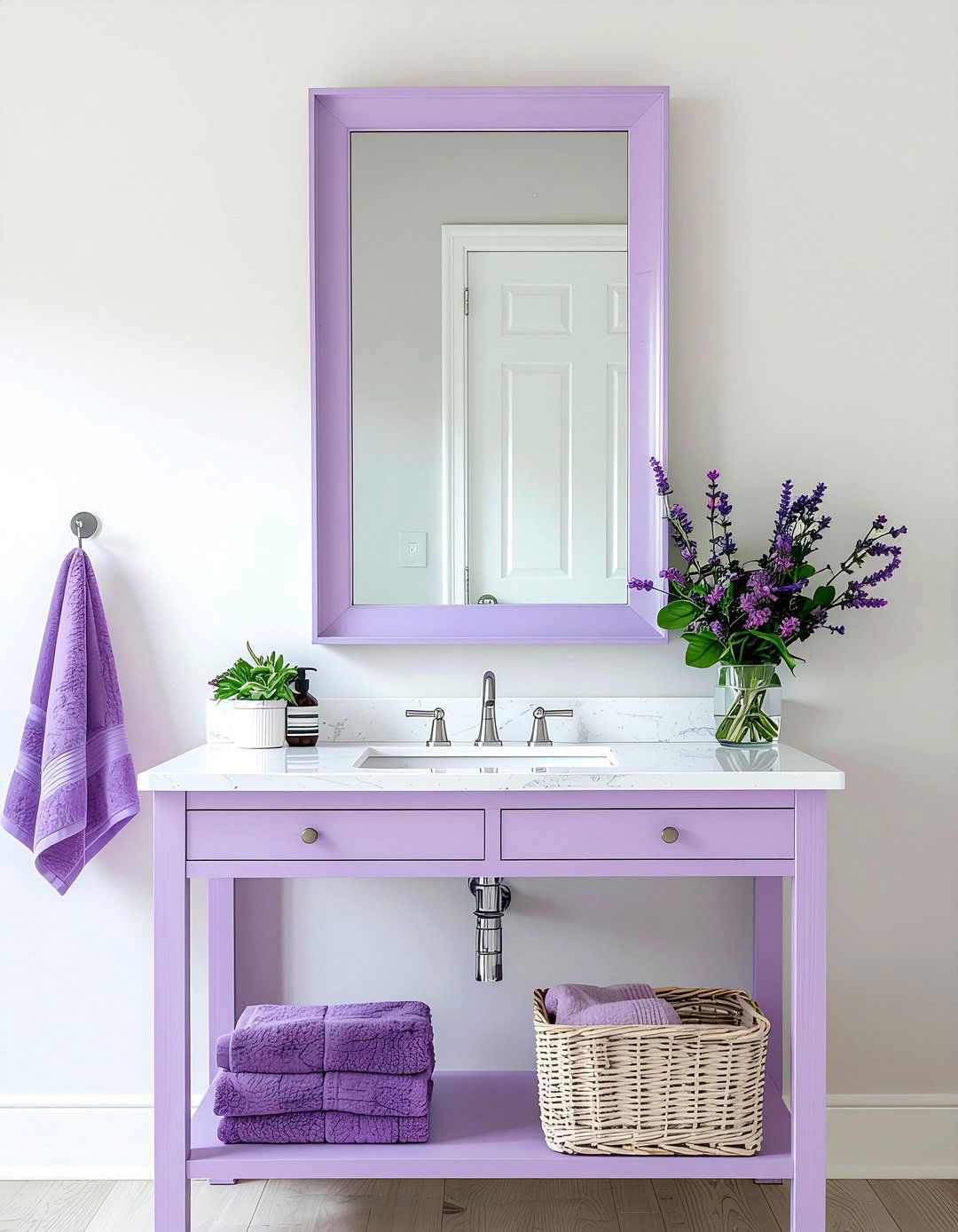Lavender Framed Bathroom Mirror - 30 lavender bathroom ideas