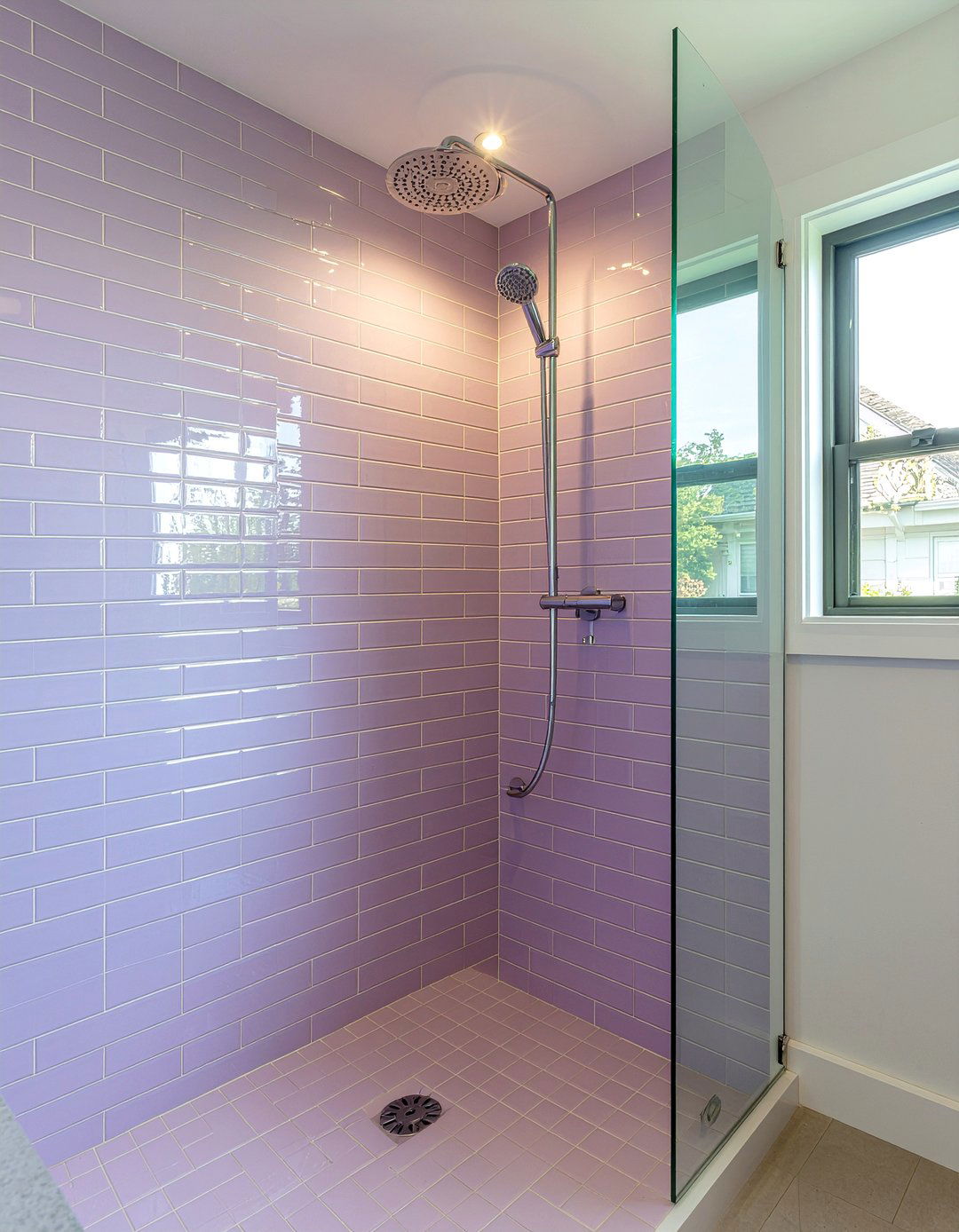 Lavender Glass Subway Tile - 30 lavender bathroom ideas