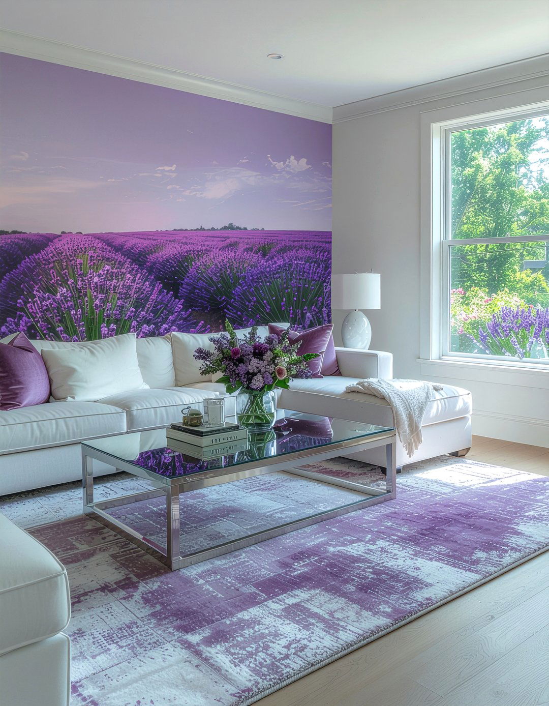 Lavender Ombre Wall - 30 living room ombre wall ideas