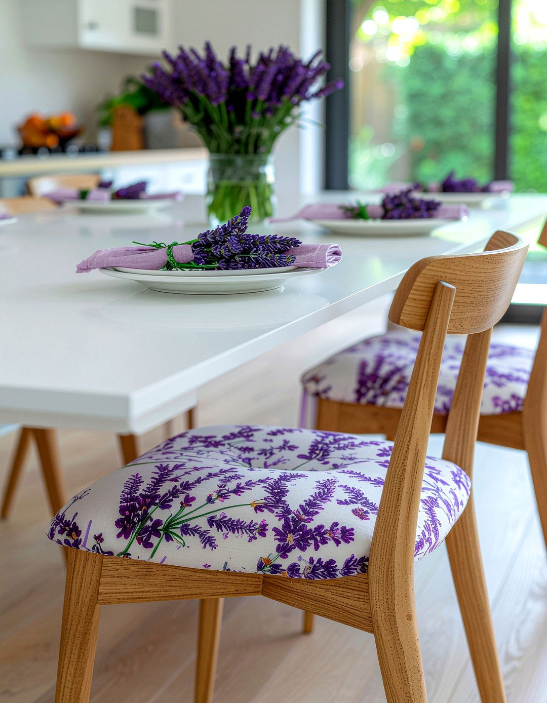 Lavender Patterned Seat Cushions - 30 lavender dining room ideas