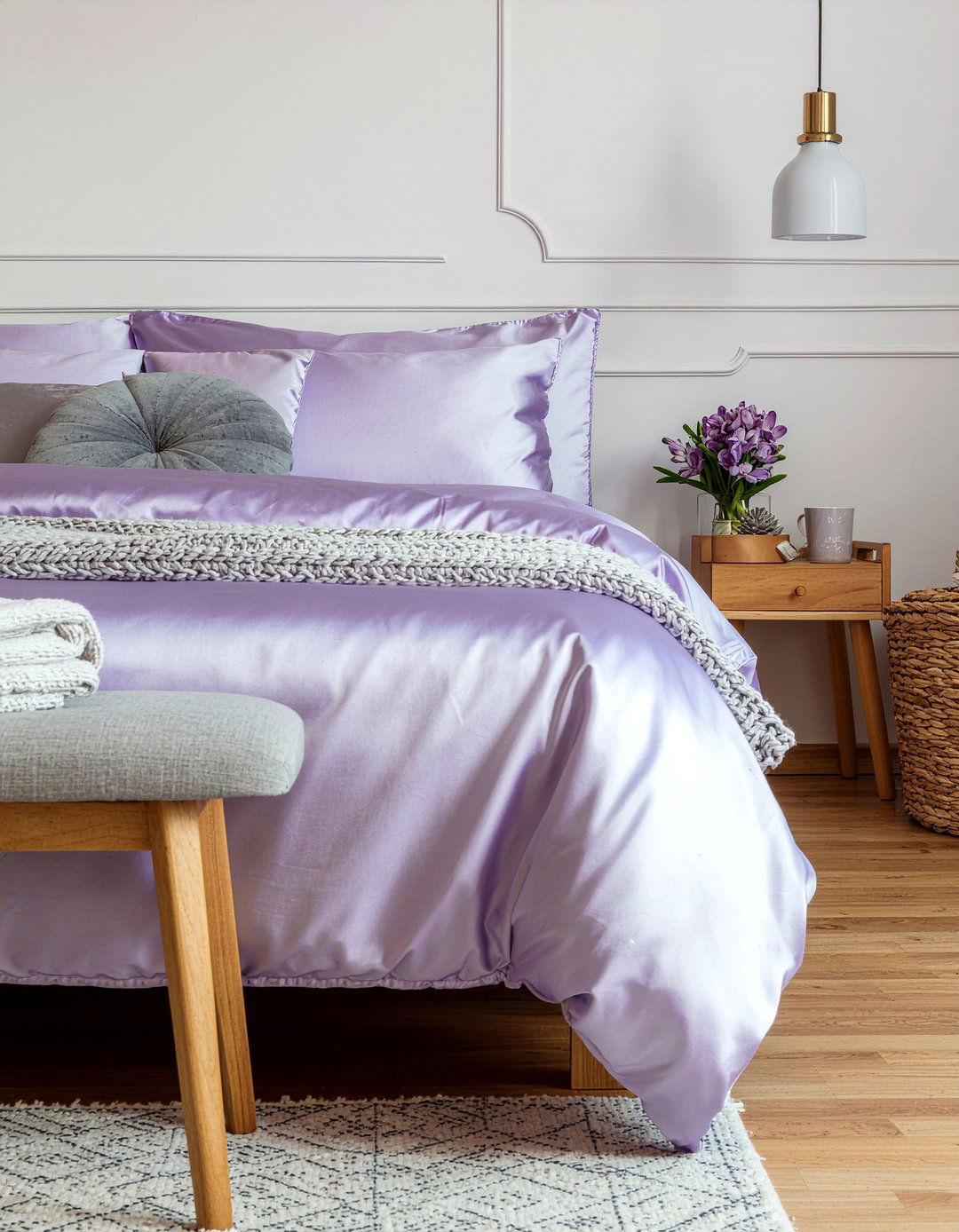 Lavender Satin Sheets - 30 satin bedroom ideas