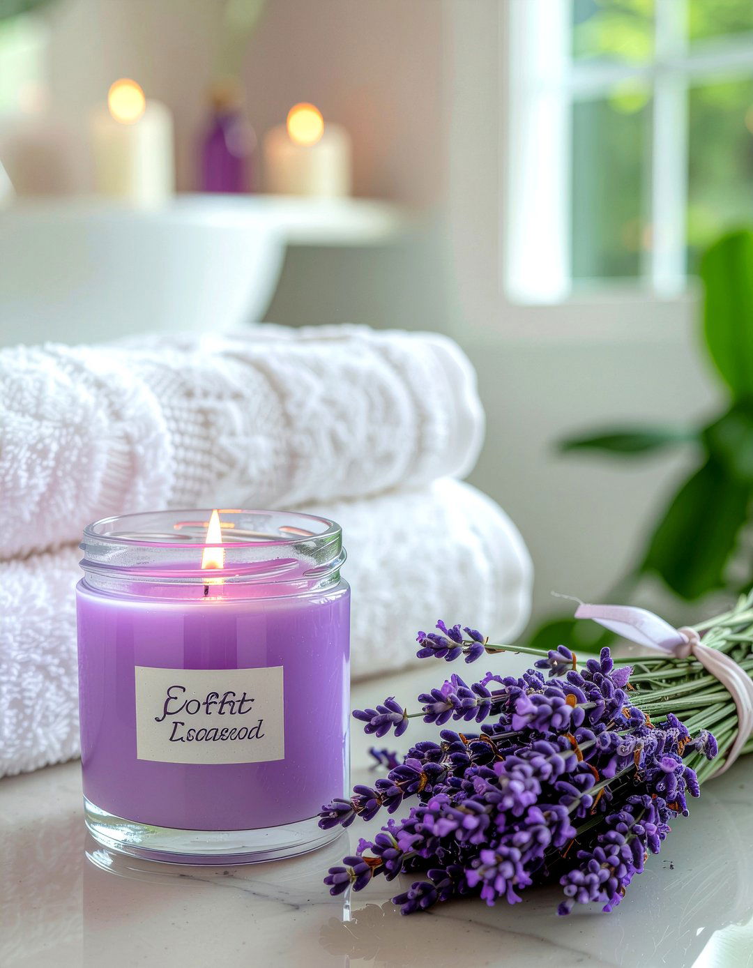 Lavender Scented Candles - 30 bathroom candle ideas