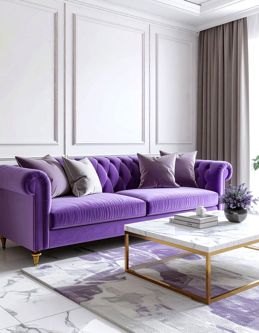 Lavender Velvet Sofa - 30 lavender decor ideas