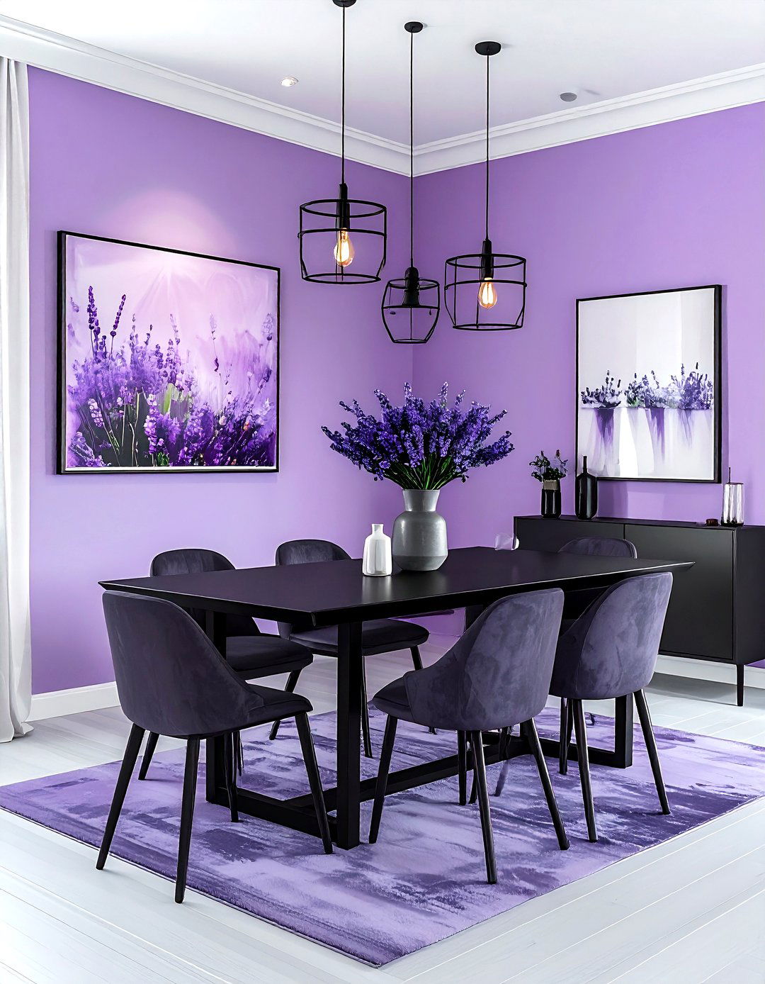Lavender and Black - 30 lavender dining room color schemes