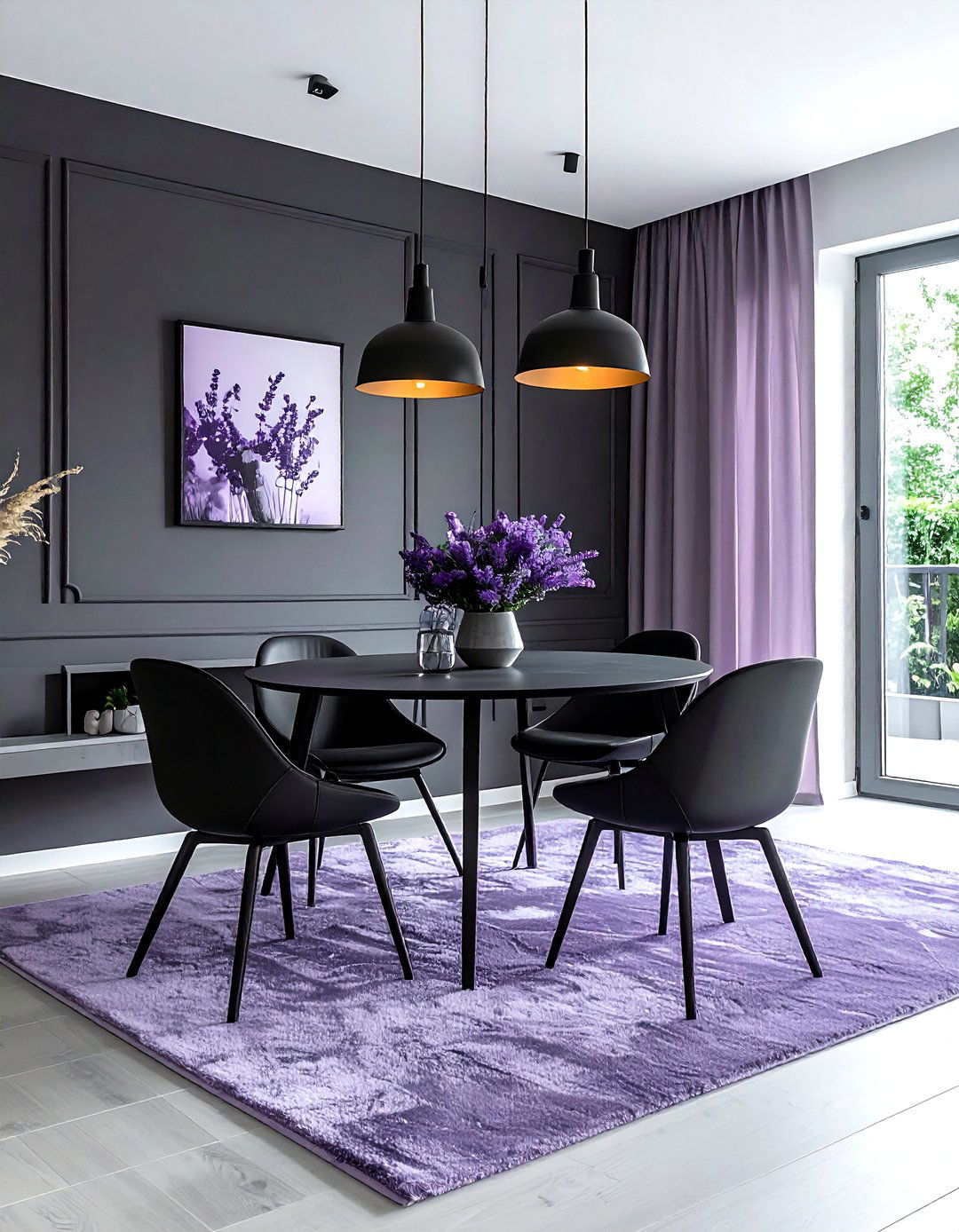 Lavender and Charcoal Gray - 30 lavender dining room color schemes